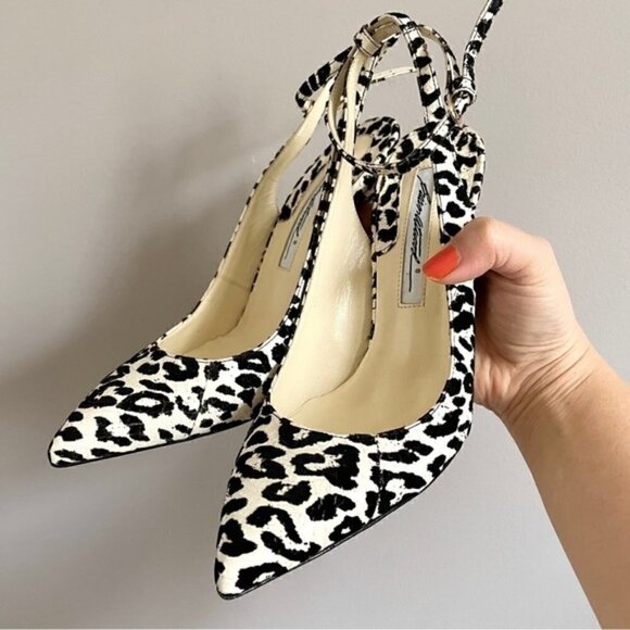 Brian Atwood White Lilith Snakeskin Leather Leopard Print Slingback Pumps - 5US - Picture 7 of 16
